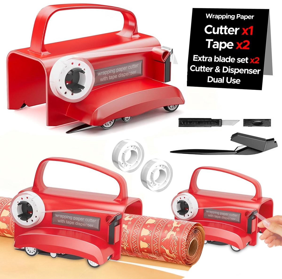 Omgoods - Gift Wrap Papier Snijder met Wielen en Accessoires