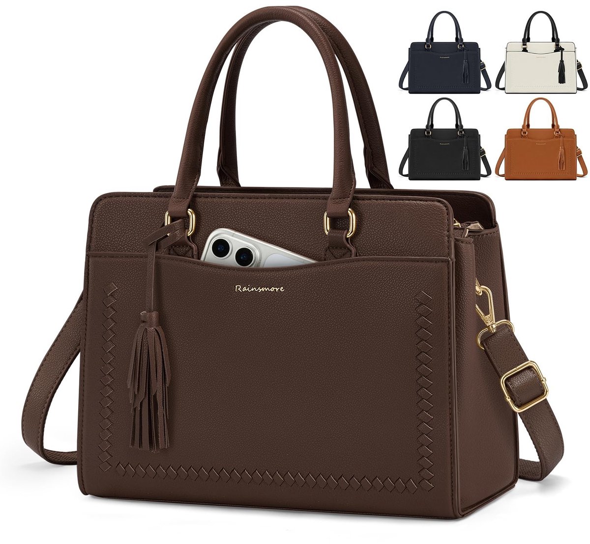 Omgoods - Dames Handtas van PU-leer met Verwijderbare Schouderriem, 28 cm