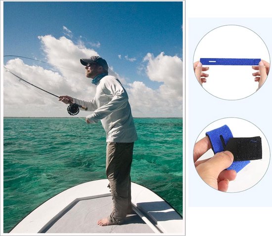 Vishengel Banden - 12 Stuks - Verstelbare Klittenband - Strapping Wrap - Hengelsport artikelen - Hengel Bevestigingsriemen - Hengelsport accessoires - 24.5 x 3 cm - Universeel - Herbruikbare - Voor hengel organiseren — afbeelding 5