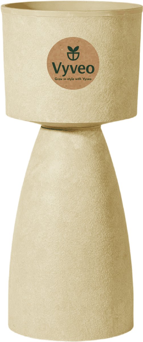 Vyveo - Bloempot Pillar - 27x67 - Beige (Retro) - Bloempot voor binnen en buiten - Lichtgewicht - Breukbestendig - Vorstbestendig - UV-bestendig