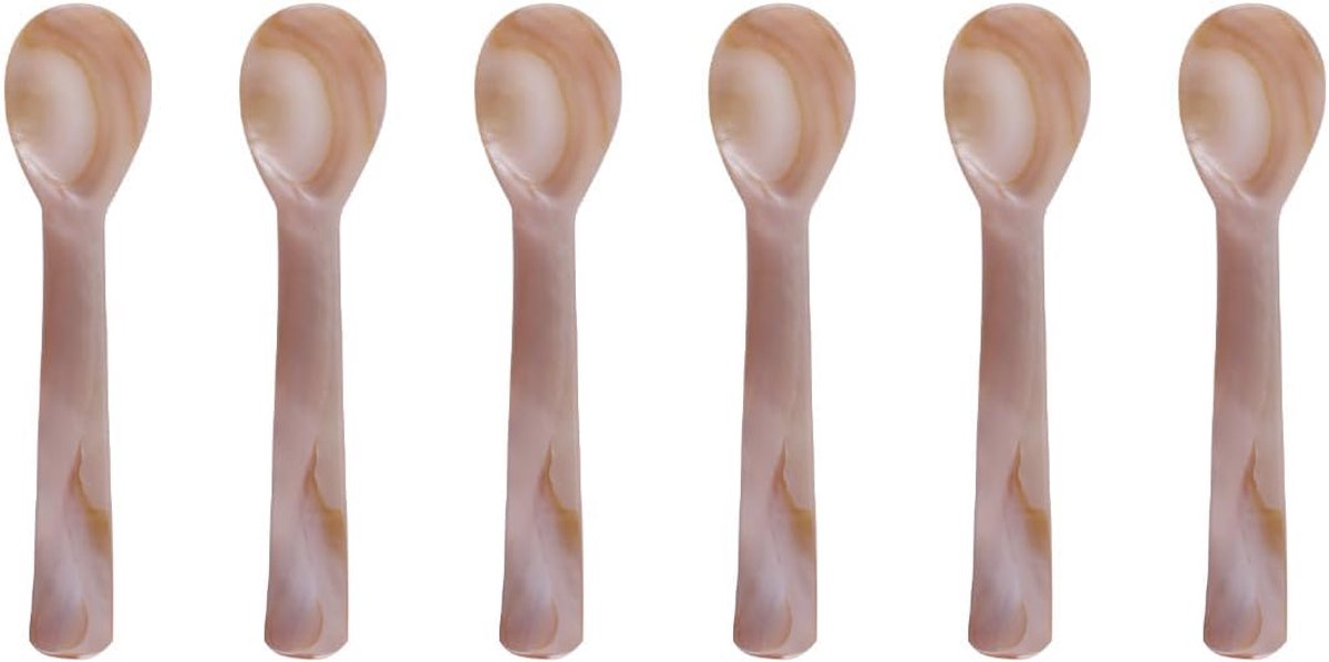6 stuks schelpels, dessertlepels voor kaviaar, ijs, buffet, tafel, gebruik