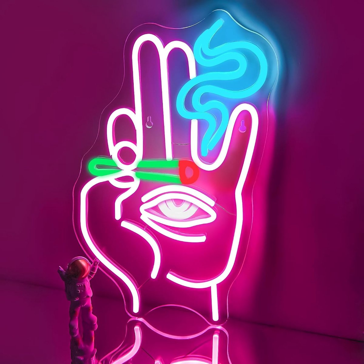 Eye Neonbord Boze Oog Hand Neon Licht Roze Blauw Led Neonborden voor Wanddecoratie Hamsa Neonbord USB Eye Neon Lichtborden voor Slaapkamer Game Room Thuis Bar Pub Cafes Party Decor Gift voor