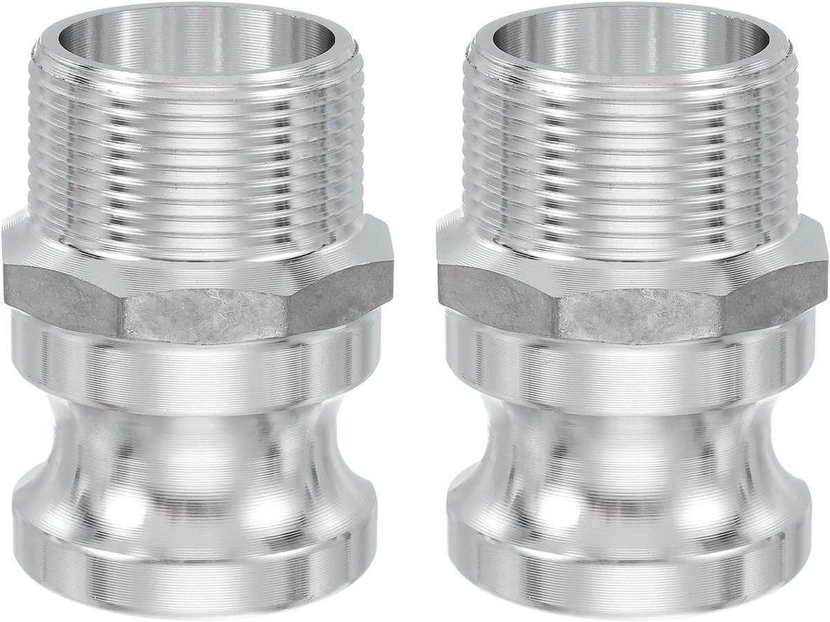 2 stuks 1,5 inch aluminium nokvergrendelingsfittingen - mannelijke adapter x vrouwelijke NPT-draad, snelkoppelingskoppeling nokvergrendeling slangmontage, corrosiebestendig (deel F Cam