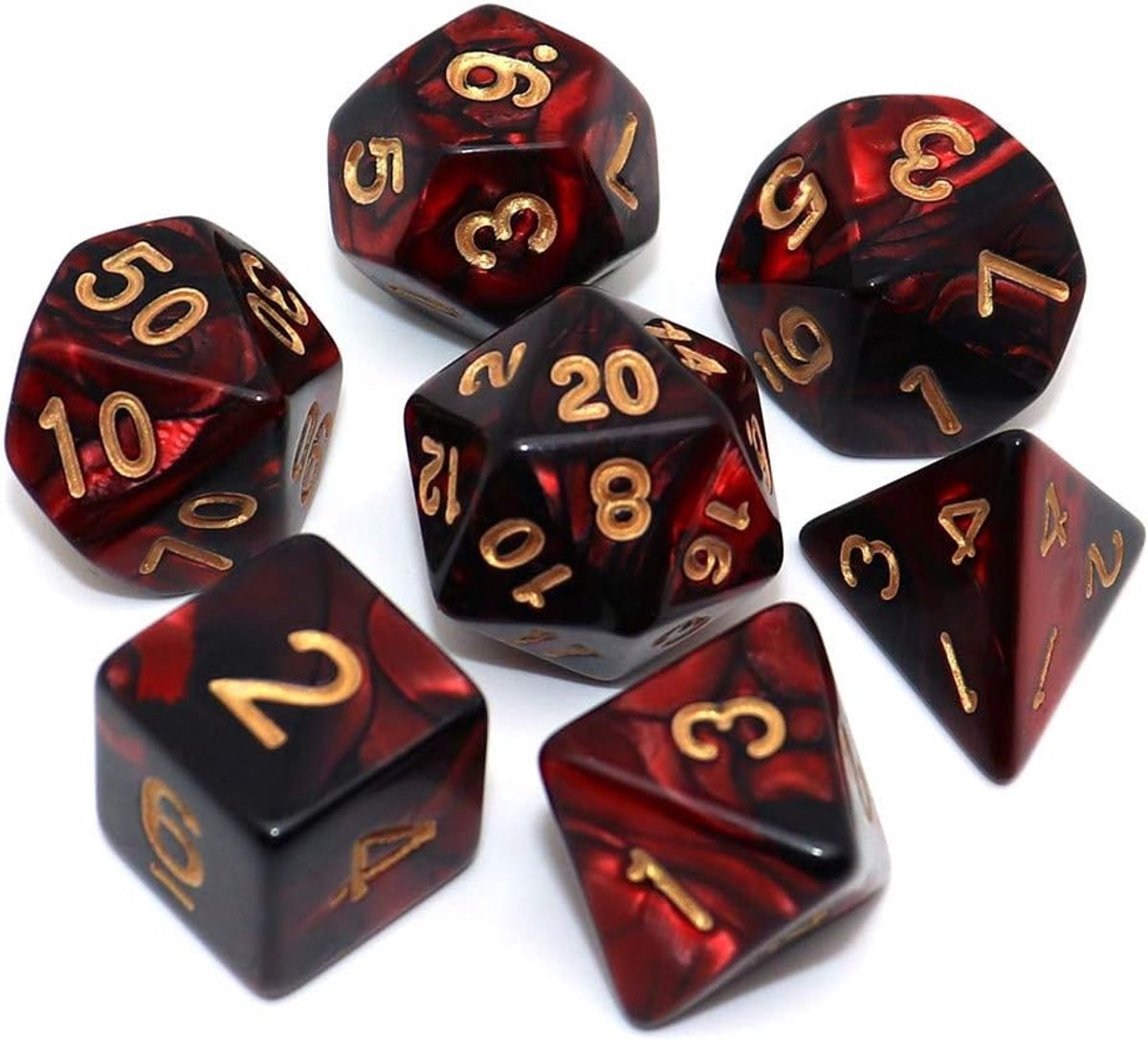 Dobbelstenen set rood zwart RPG dobbelstenen voor kerker en draken D&D MTG 7-sterven polyhedraal dobbelstenen
