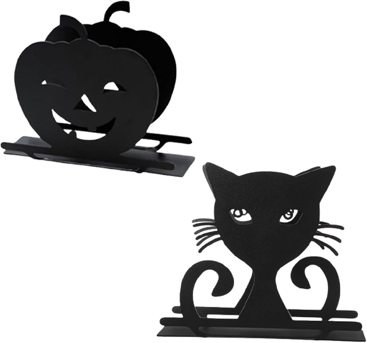 Servethouders, ijzeren kat verticaal, servethouder van zwart ijzer, zwarte kat, servethouder, geschikt voor eetkamer, keuken, woonkamer, slaapkamer servethouder