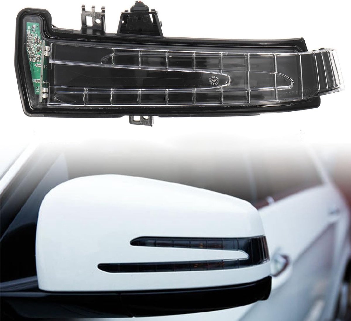 Compatibel met Mercedes A B C CLA GLA GLK Klasse W204 W212 W221 W176 W246 X204 W218 LED Zijspiegel Marker Richtingaanwijzer Lens Geel Licht (linkerzijde)