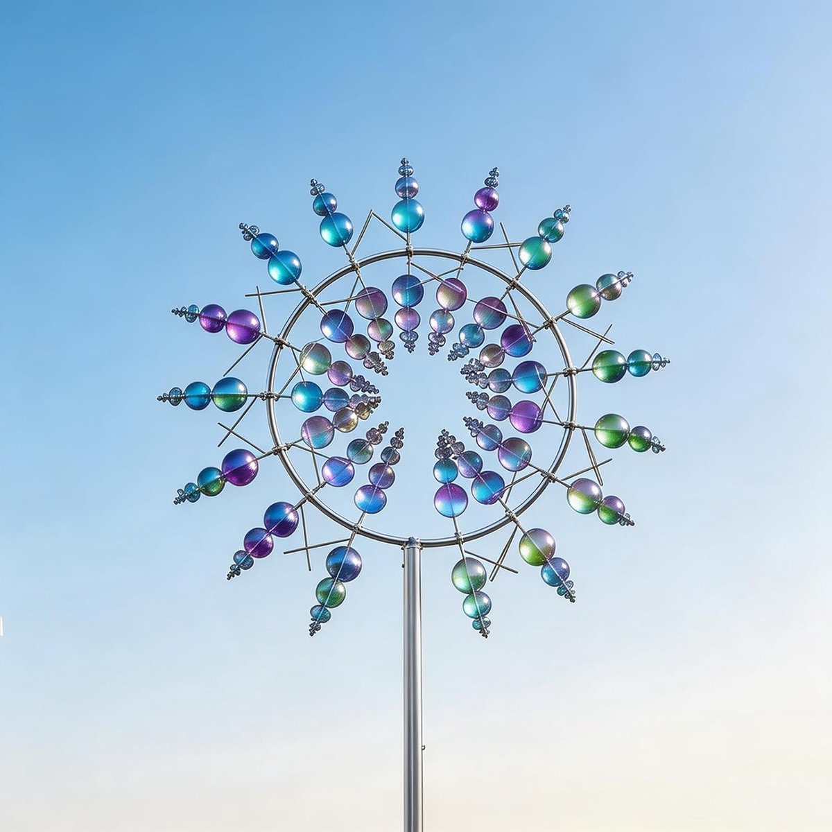 Tuinwindmolen voor buiten, tuinwindmolen, dynamische 3D-windmolen, unieke en betoverende metalen windmolen, voor de binnenplaats, het gazon, het terras, de tuin (Kleur)