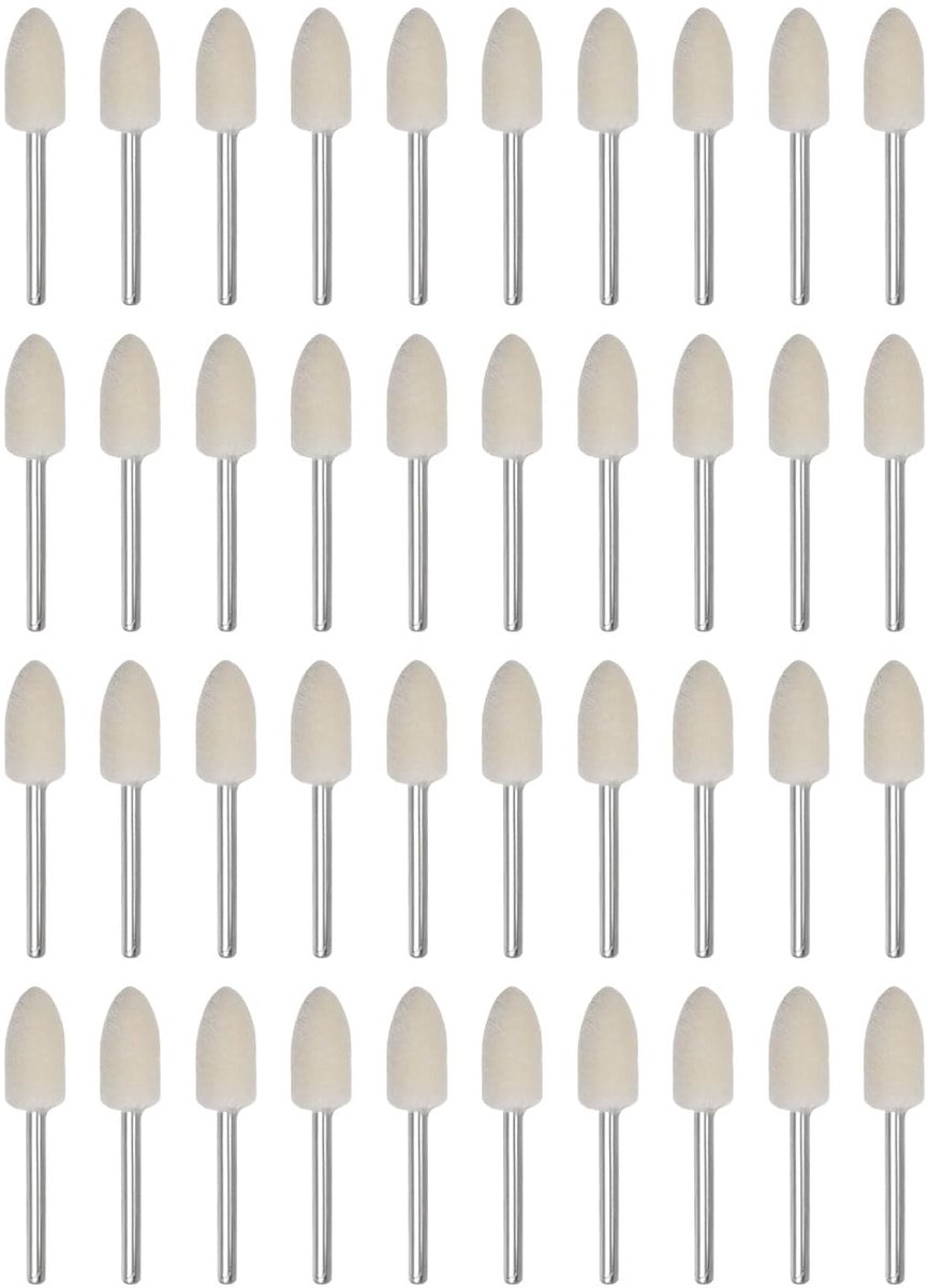 40 stuks wolvilt-montage-mandrel-punten, 8 mm kop, 1/8 inch schacht, conische polijstbits, burrs, vilt, polijst-buffing-wiel voor draaigereedschap