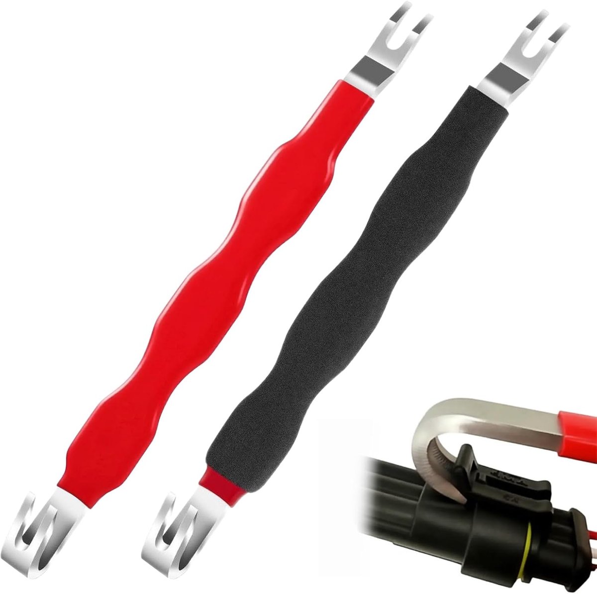 2 stuks gereedschap voor het verwijderen van klemmen van elektrische klemmen in auto's, scheidingsgereedschap voor elektrische connectoren 19 x 2 cm voor reparatie en onderhoud van voertuigen