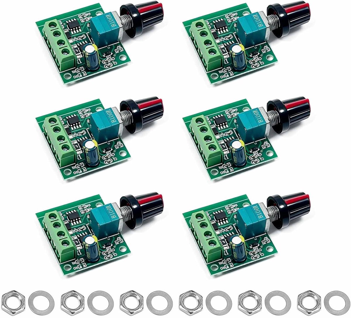 6 stuks DC-motor snelheidsregelaar met snelheidsregelaar, PWM Fan Speed Controller, schakelaar voor motoren 1,8-12 V, industriële spanningsregeling, verstelbaar voor doe-het-zelfprojecten