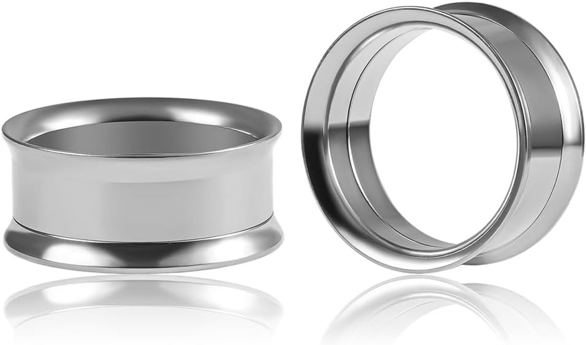 1 paar Double Flared Flesh Plugs met schroef roestvrij staal voor mannen vrouwen oorpiercing sieraden 6 mm tot 22 mm