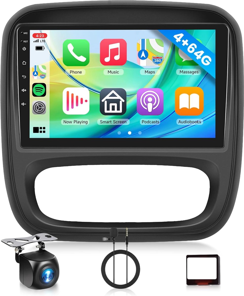 4G+64G 9" Android Autoradio voor Renault Trafic Opel Vivaro B FIAT Talento Nissan NV300 Wireless Carplay Stereo met Android Auto Navi GPS Mirror Link Bluetooth FM/RDS/DAB/DVR/EQ WiFi SWC