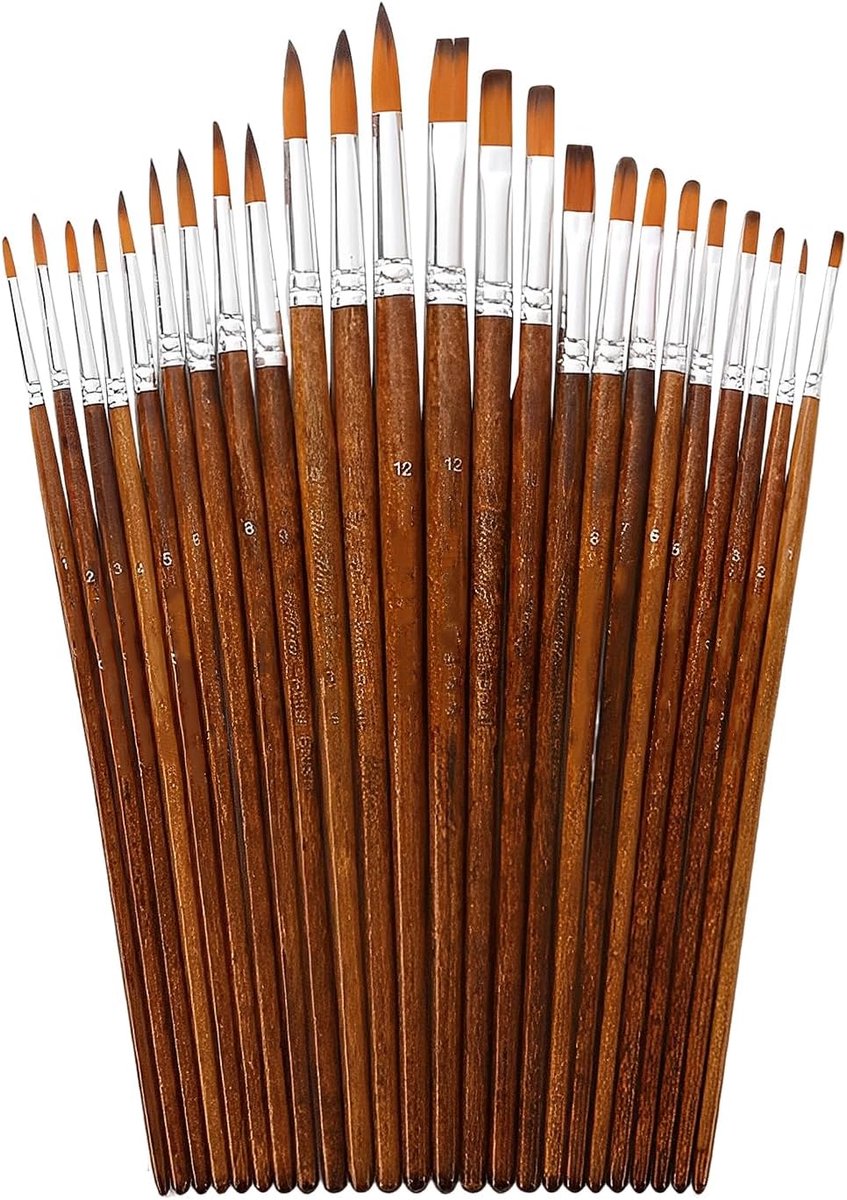24 Nylon Borstel Sets, Professionele Aquarel Potloden, Kunst Beginner Benodigdheden, Geschikt Voor Acryl, Olieverf En Schilderen.