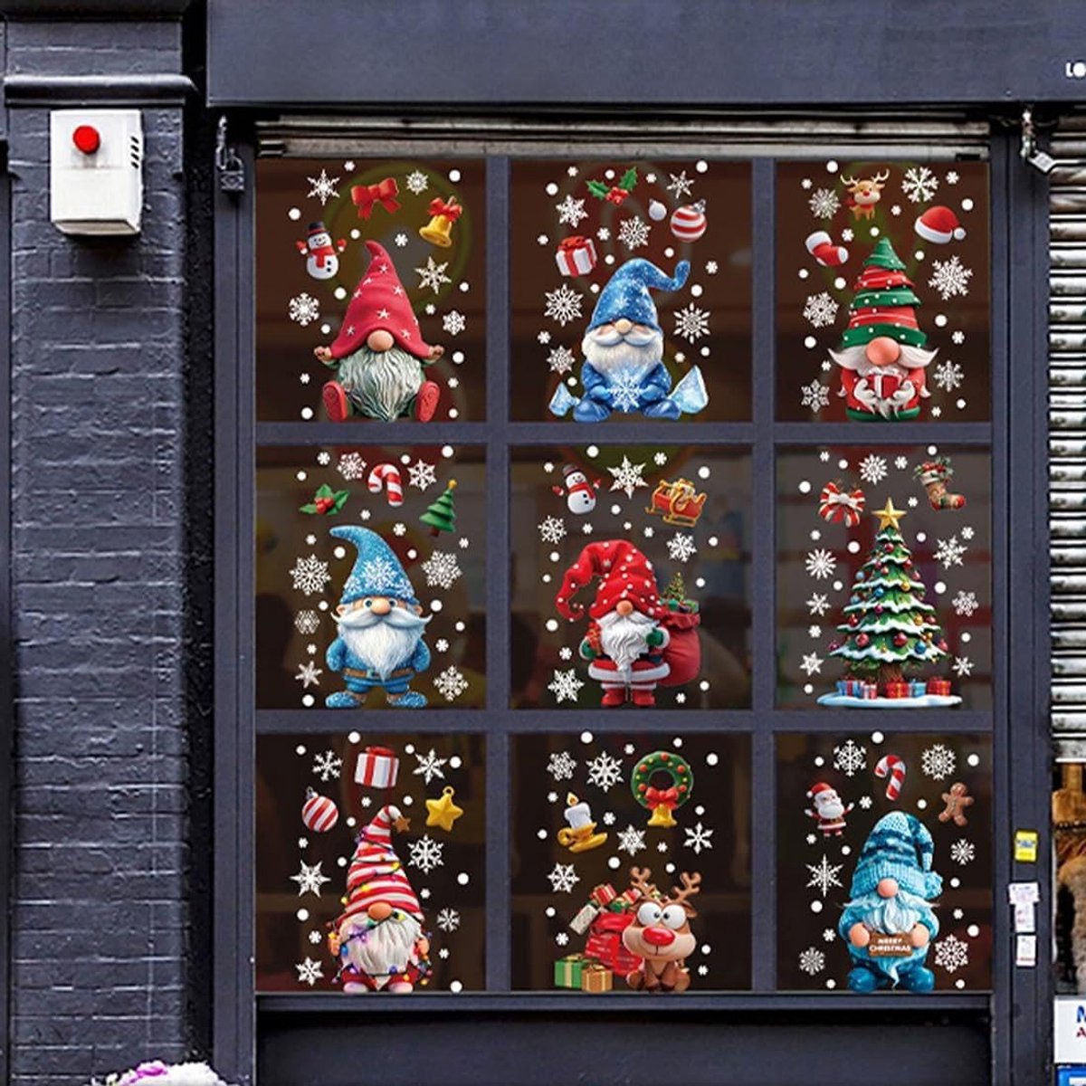9 vellen kerststickers voor ramen, sneeuwvlokkenstickers, Kerstmis, kerstman, sneeuwpop, eland, deurdecoratie, kerstdecoratie, raamdecoratie