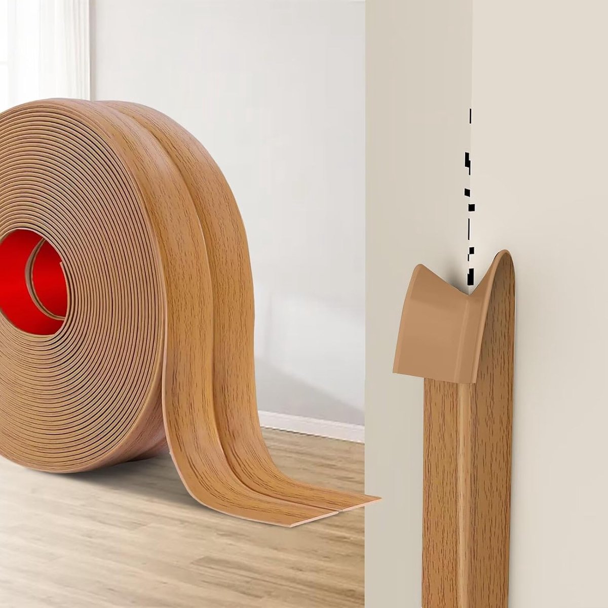 Hoekbescherming Muur, Flexibele TPE Plint, L-Vormige Hoekstrip Voor Muren, Deuren, Keuken, Ramen, Ideaal Voor Doe-Het-Zelf Renovaties (Geel Eiken, 4cm x 4M)