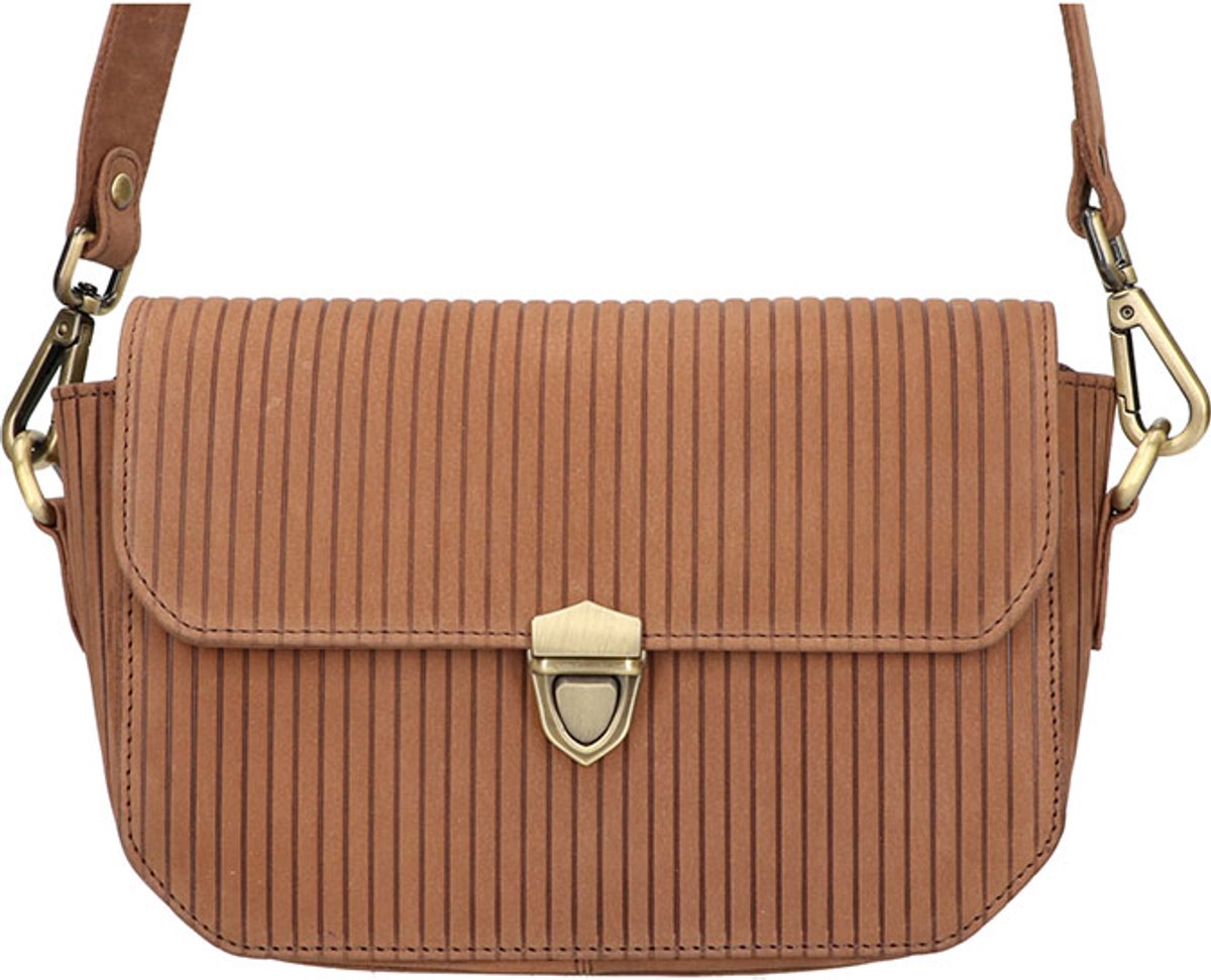 Leather Design Crossbody Schoudertas Lily Bruin