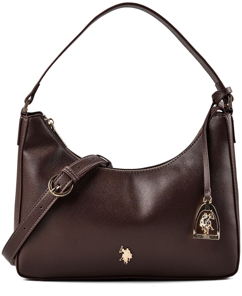 U.S. POLO ASSN. schoudertas Jones Hobo Bag Dark Brown donkerbruin