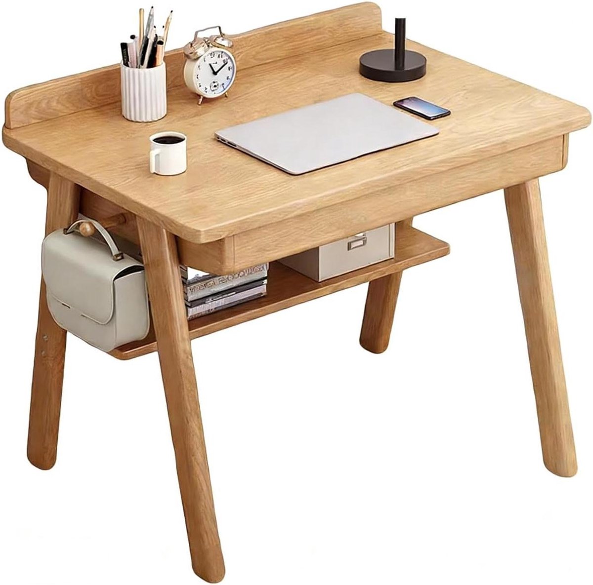 Bureau met laden - Schrijftafel - Thuiswerken - Massief eiken - 80x60x75 cm - Natuurhout