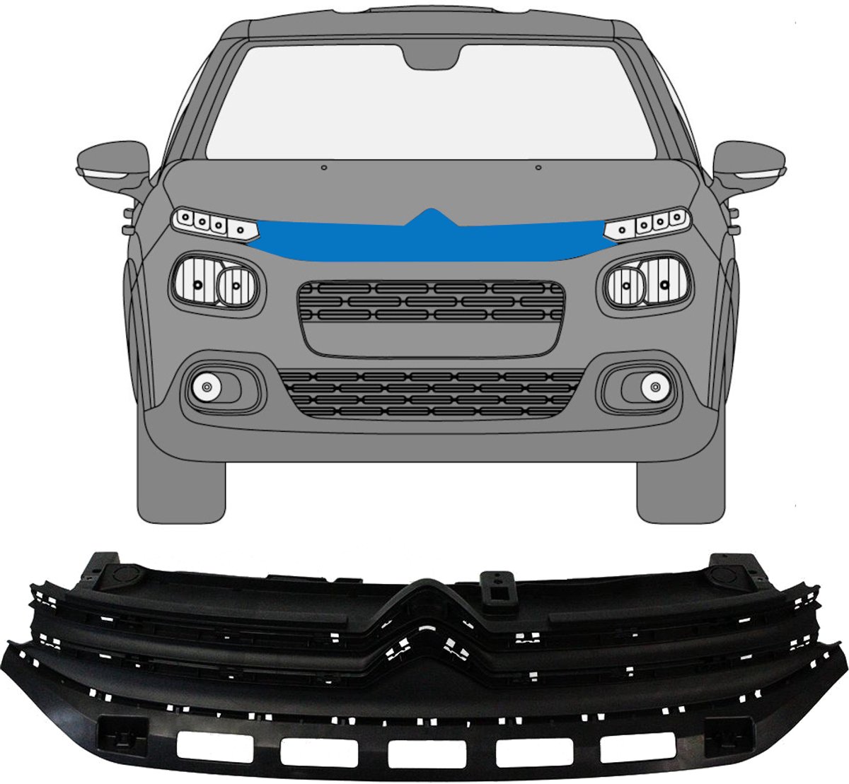 Grill voor Citroen C3 2016-