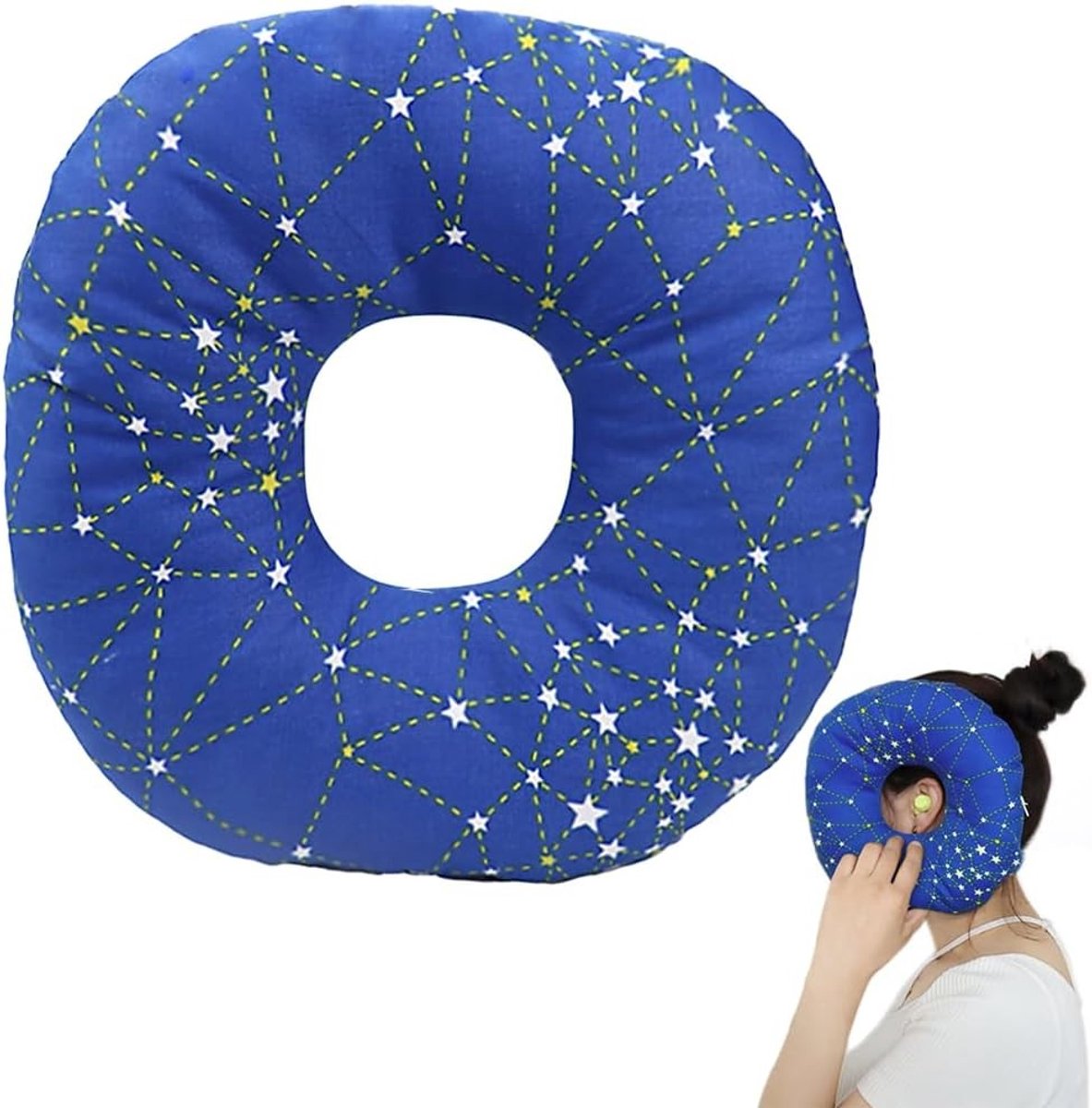 Donut Kussen voor Oorpiercing, Comfortabel Kussen voor Zijslapers, Pijnverlichting bij Oorpiercing, Ergonomisch Ontwerp, Zacht en Ademend Kussen voor Slaapkwaliteit