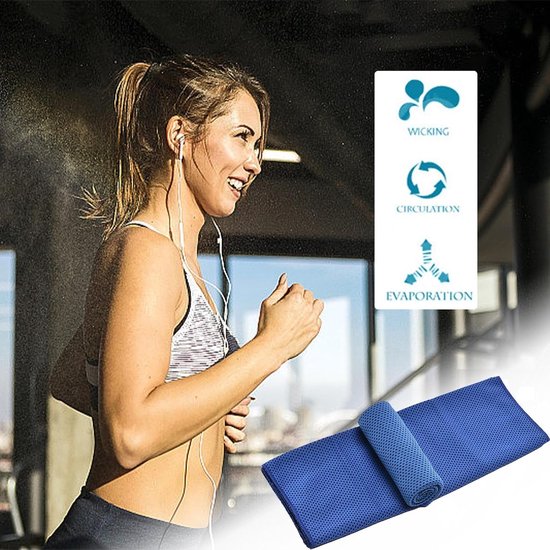 Koude Sport Handdoeken - Koelmat Zweetdoek - Sport Koel Houden - Onmiddellijke Verkoeling - 30 x 90 cm - Donkerblauw — afbeelding 3