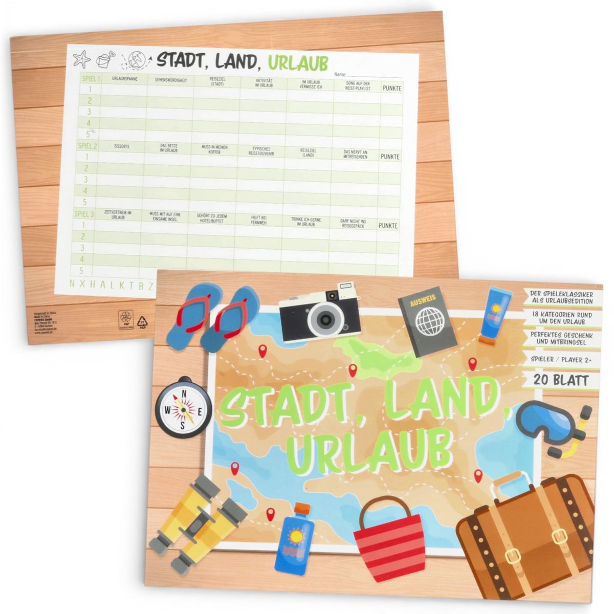 Dailygoods- Themablok creatief meemaakblok - 18 vragen - 20 vellen - 30 x 21 cm - voor reizen/feesten - hoogwaardige uitvoering - eenvoudig speelidee - Spelblok