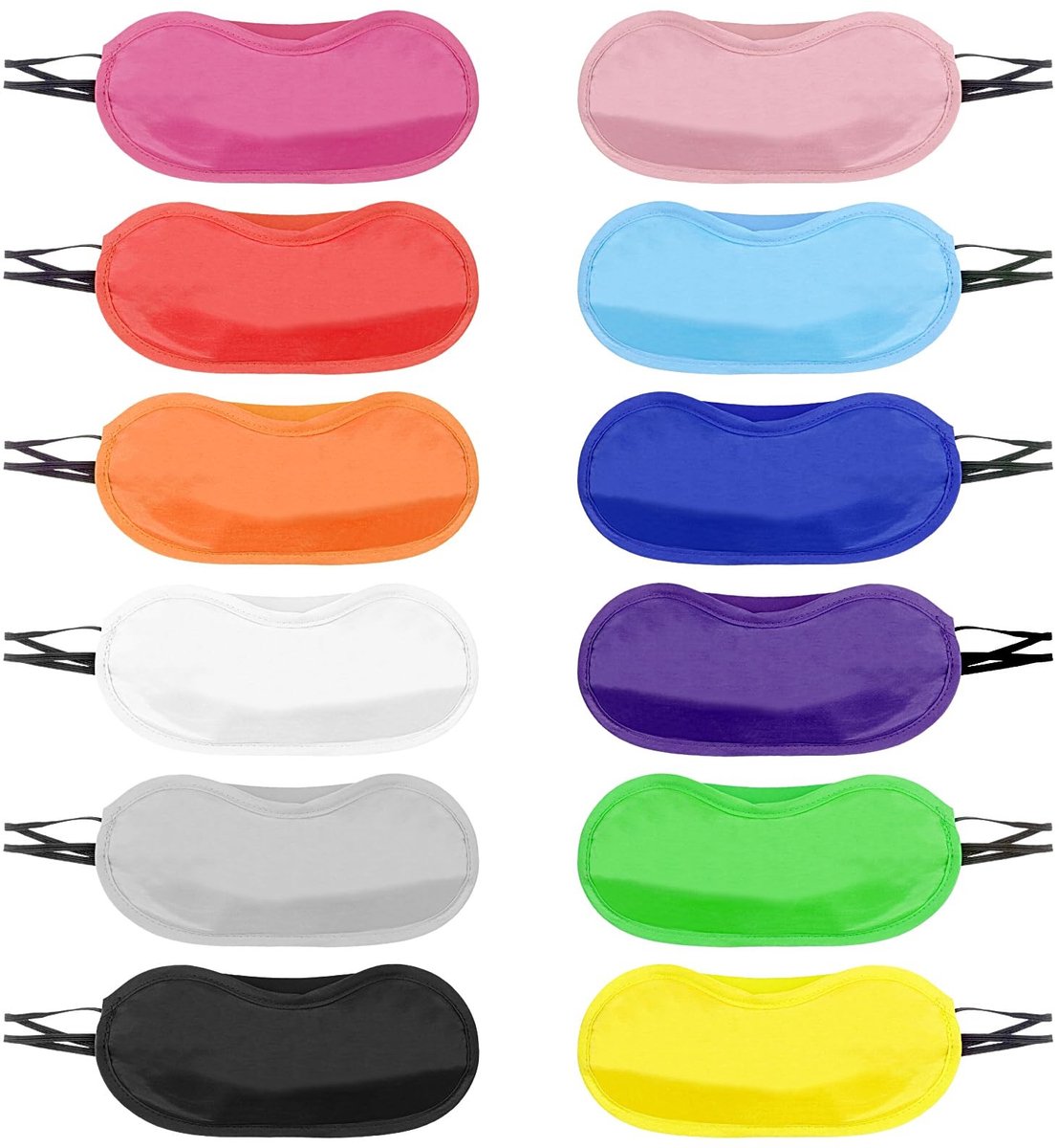 Dailygoods- Slaapmasker Lichtblokkerend - Oogmasker Met Neuskussen - Verstelbare Elastische Riemen - 12 Stuks - Geschikt Voor Kinderen - Wasmachinebestendig