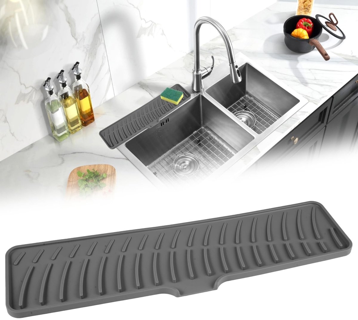 Dailygoods - Siliconen Kraanmat voor Spoelbak met Afvoerhelling - Antislip en Duurzaam