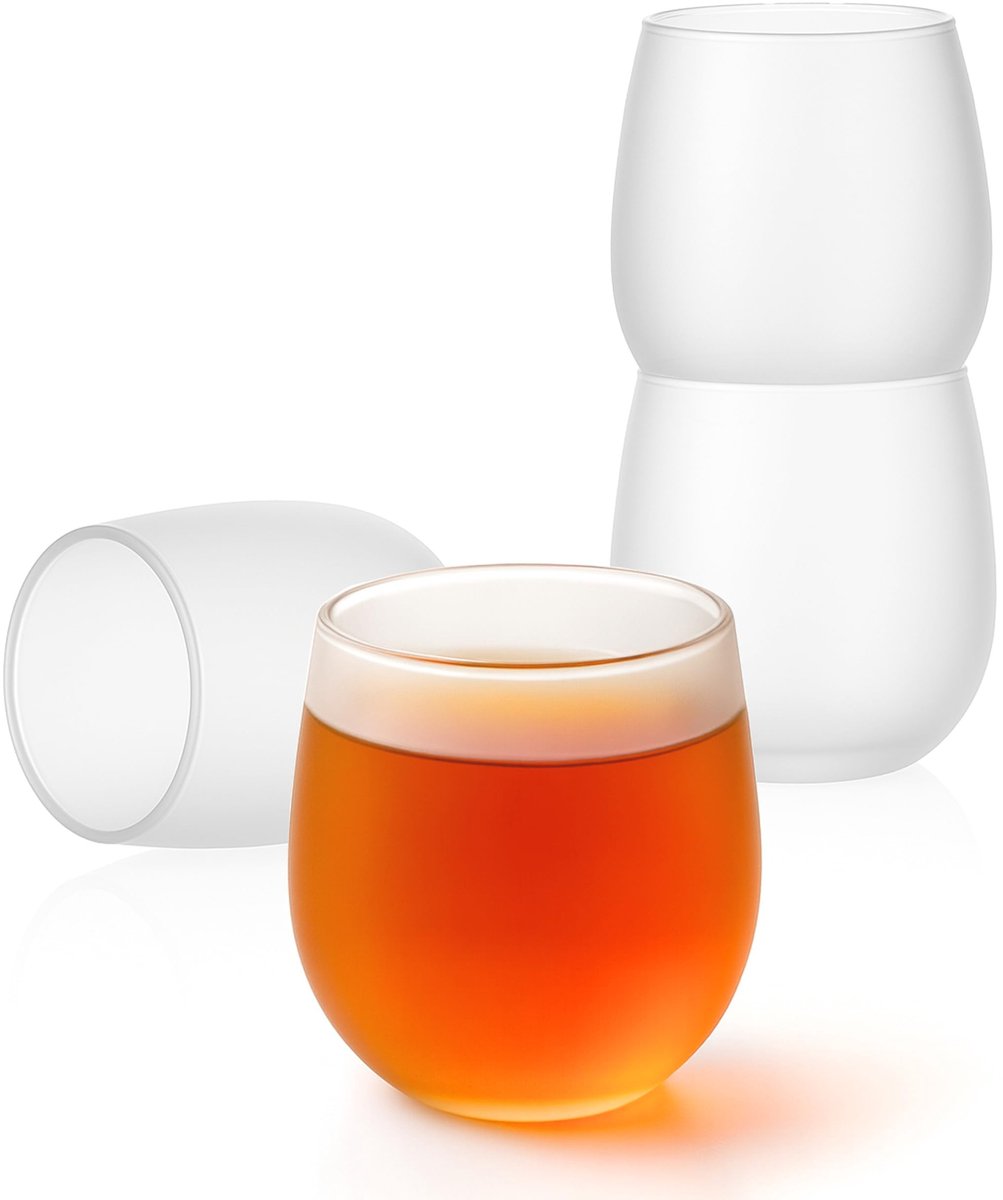 Dailygoods- Theeglazen Set 4 Stuks 200 ml - Mat Glas - Elegante Satijnen Glazen - Vaatwasmachinebestendig - Geschikt voor Thee/Sap - Hoogwaardige Kwaliteit - Drinkglazen