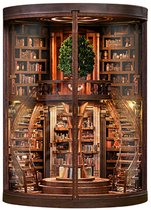 Lumann® Book Nook 356 stuks - Bouwpakketten volwassenen - Houten 3D Puzzel - DIY Bouwpakket Volwassenen en Volwassenen - Boekensteun - Boekenhouder - Miniatuur - WISDOM RINGS BOOK REPOSITORY