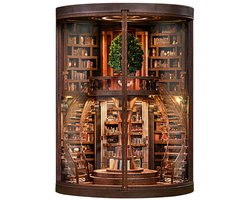 Lumann® Book Nook 356 stuks - Bouwpakketten volwassenen - Houten 3D Puzzel - DIY Bouwpakket Volwassenen en Volwassenen - Boekensteun - Boekenhouder - Miniatuur - WISDOM RINGS BOOK REPOSITORY
