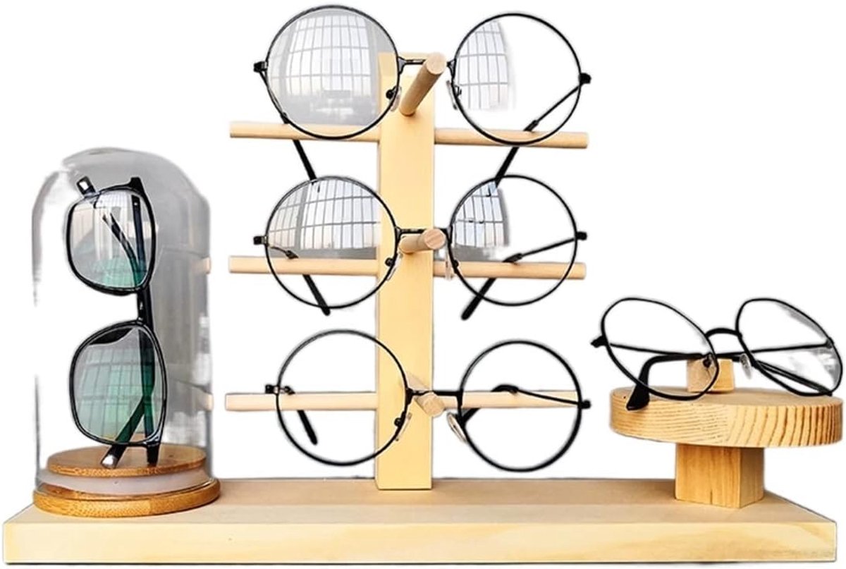 Brillen Display - Glazen Stand - Optische Organisatie - Houten Materiaal - 34x9.5x23 cm - Houtkleur