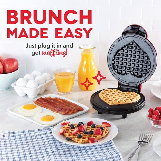 Mini wafelijzer - Kleine wafelmaker - Snelle traktaties maken - Antiaanbaklaag - 17.8 x 12 x 8.8 cm - Groen — afbeelding 3