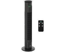 Zerova Torenventilator met Afstandsbediening - Ventilator Staand - Fan - Luchtverfrisser - 3 Snelheden - 45 W - Donkergrijs