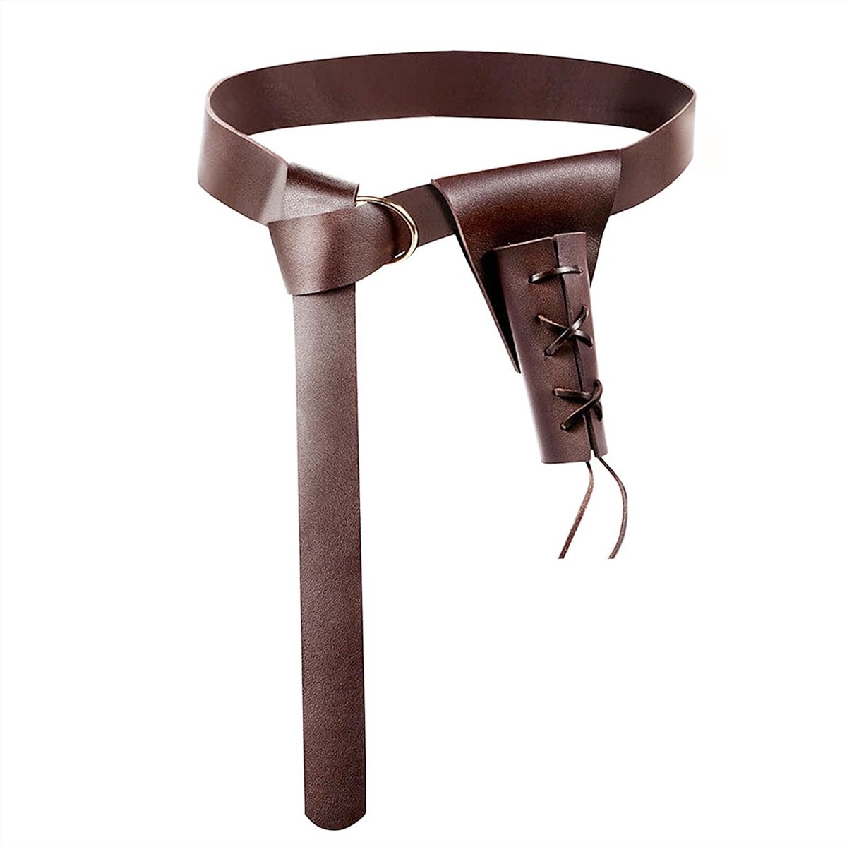 Dailygoods- Ridderriem - Bruin - Zwaardhouderriem - Middeleeuwse Riem - Cosplay-Riem - Duurzaam PVC - Inclusief Zwaardschede