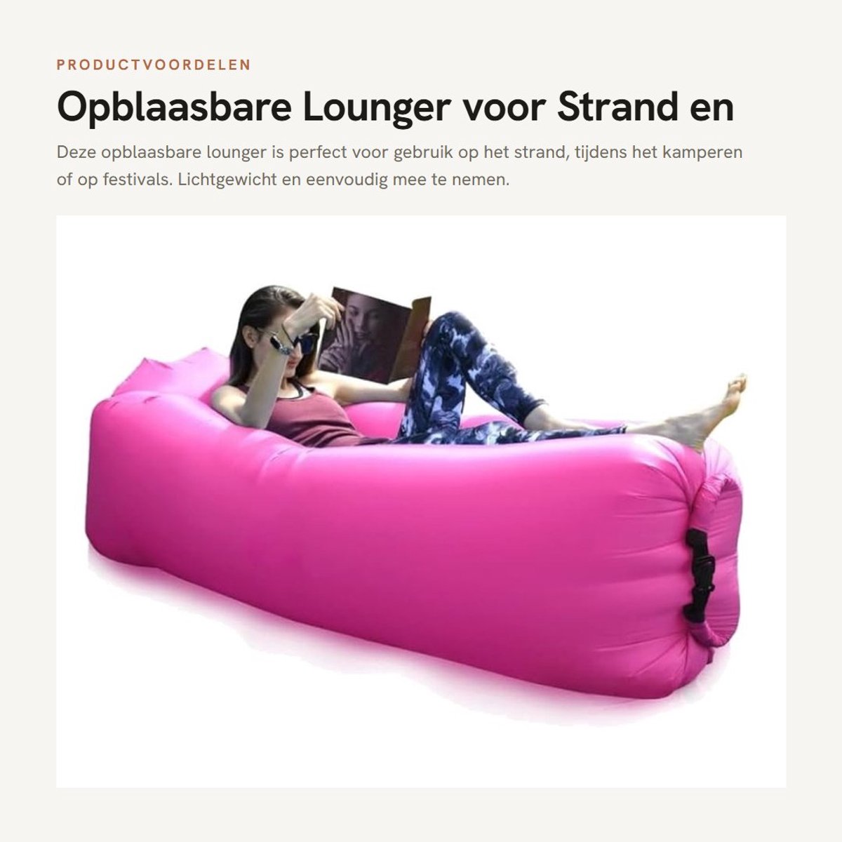 Dailygoods- Opblaasbare Lounger Ergonomisch - Opvouwbare Sofa - Hangmat - Voor Strand/Camping - Lichtgewicht - Comfortabele Hoofdsteun - Luchtbank