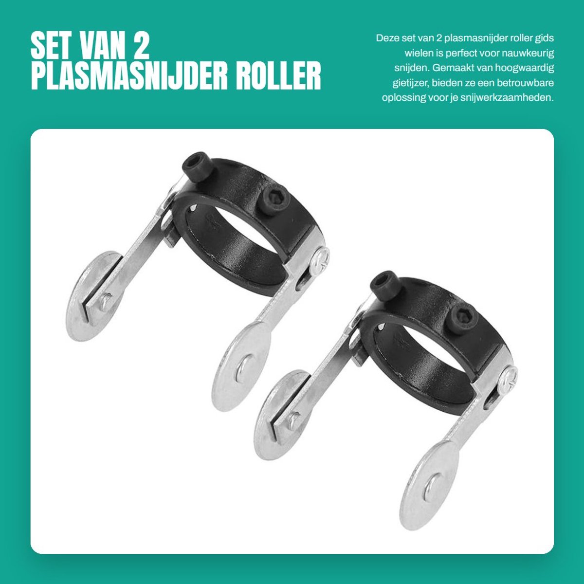 Dailygoods- Plasmasnijder Roller Gids Wiel - 2 Stuks - Gietijzer - Voor P80 Lastoorts - Diameter 37 mm - Hoogte 62 mm - Snijwiel