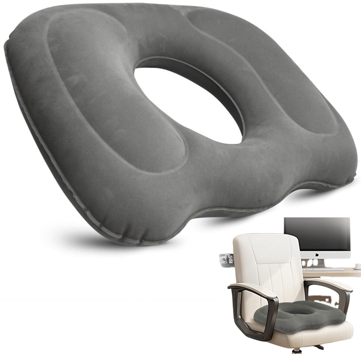 Dailygoods- Zitkussen Orthopedisch - Opblaasbaar Kussen - Ergonomisch Ringkussen - Multifunctioneel Zitkussen - Voor Kantoor - Duurzaam Materiaal