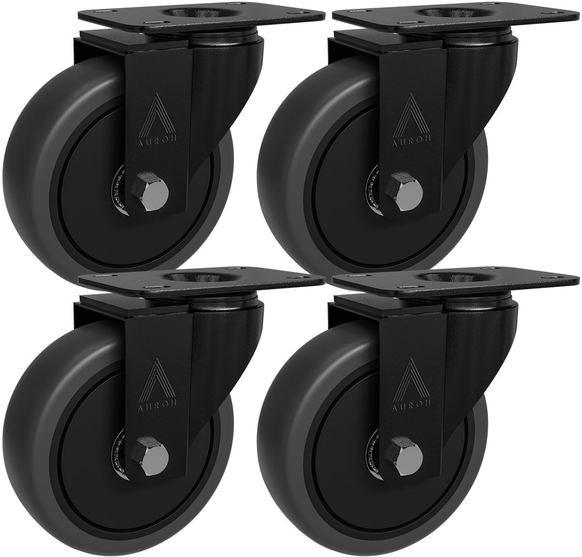 Dailygoods- Zwenkwielen 100 mm - Set van 4 - Robuust rubber - Geluidsarm - Draagvermogen 600 kg - Geschikt voor meubels - Meubelwielen