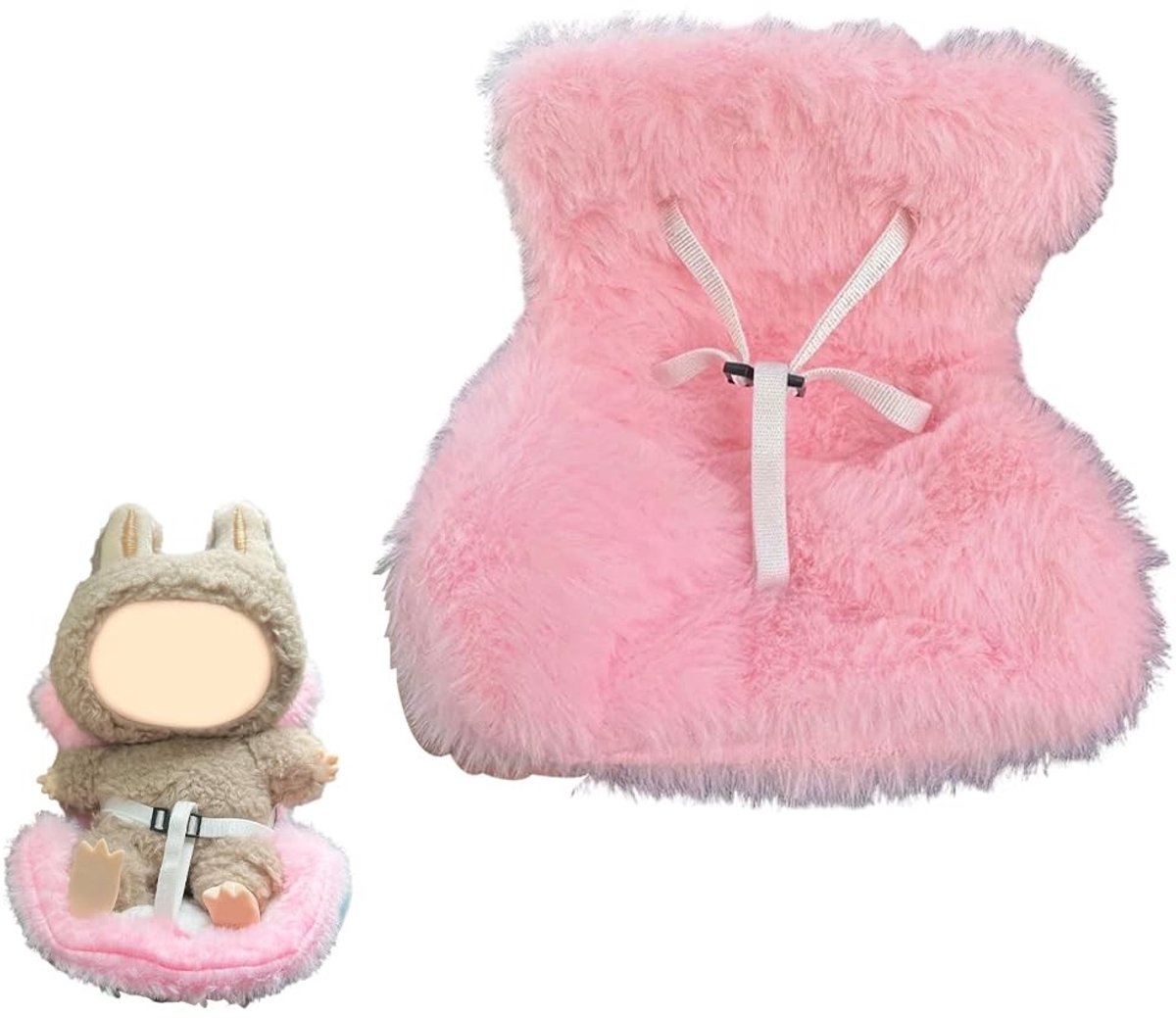 Dailygoods- Autostoel voor Poppen - Roze Pluche Veiligheidsstoel - Ventilatieclip - Geurtabletten - Comfortabel en Duurzaam - Veiligheidsgordel - Poppenstoel