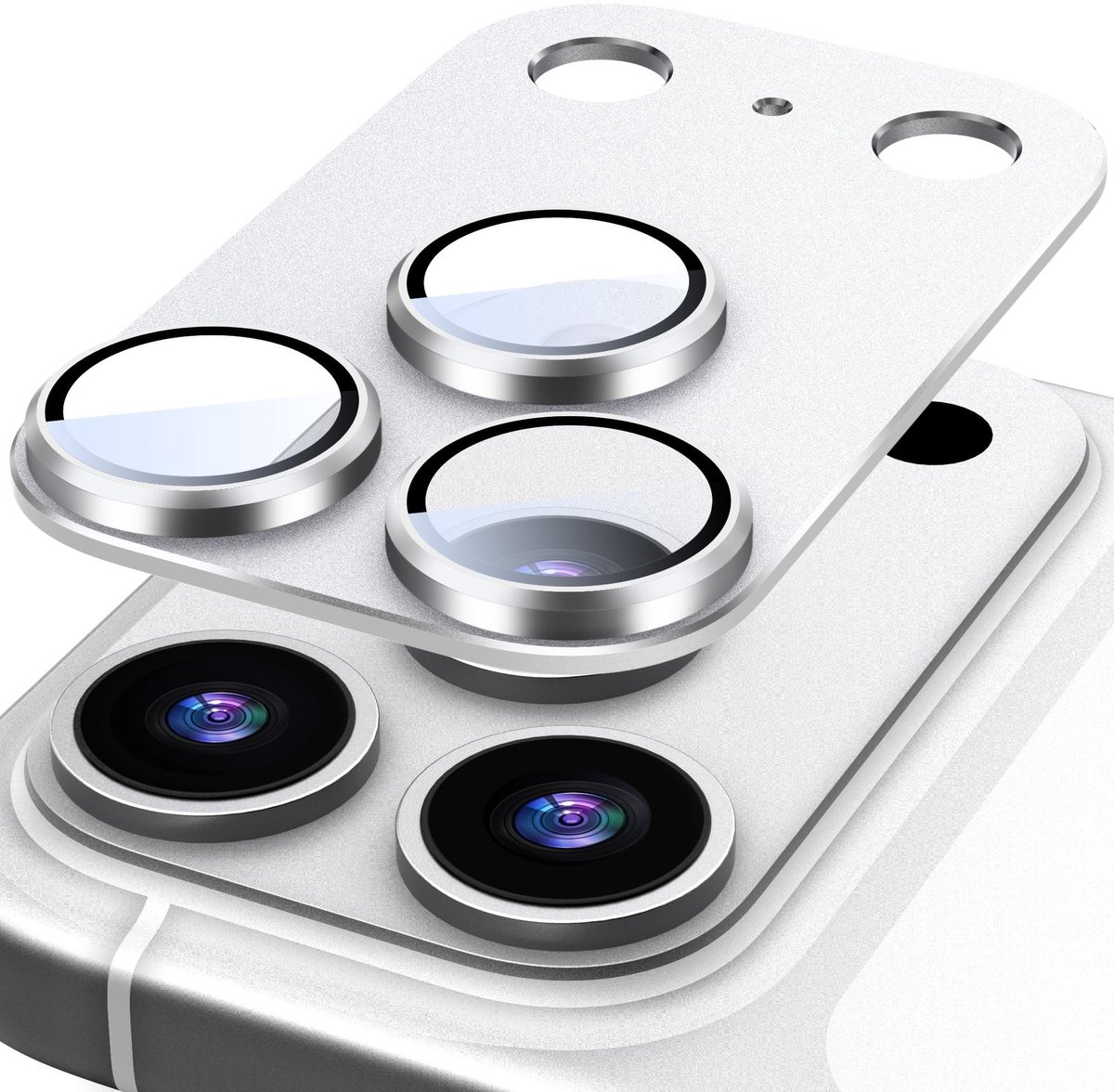 Dailygoods- Lensbeschermer iPhone 17 Pro - Krasbestendig HD Glas - Matte Afwerking - Camerabescherming - Eén Stuk - Zilver - Camera Protector