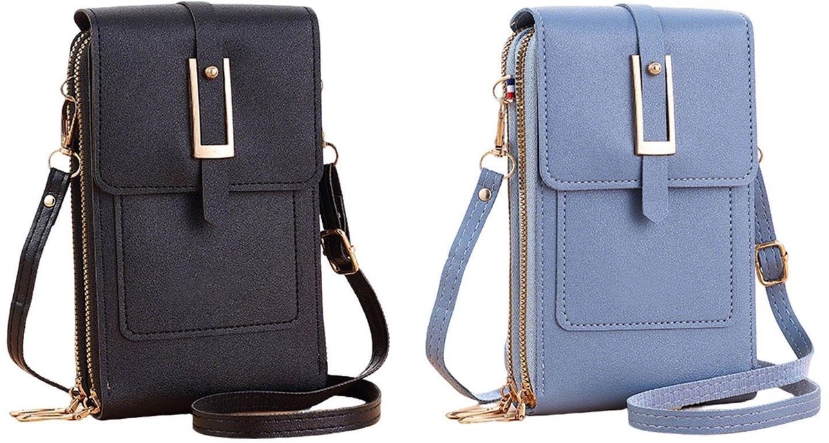 Dailygoods- Mobiele Telefoontas - 2 Stuks - Schoudertas Dames - Modieuze Crossbodytas - Touchscreen Functie - Duurzaam PU-Materiaal - Afmetingen 18 x 4 x 11 cm