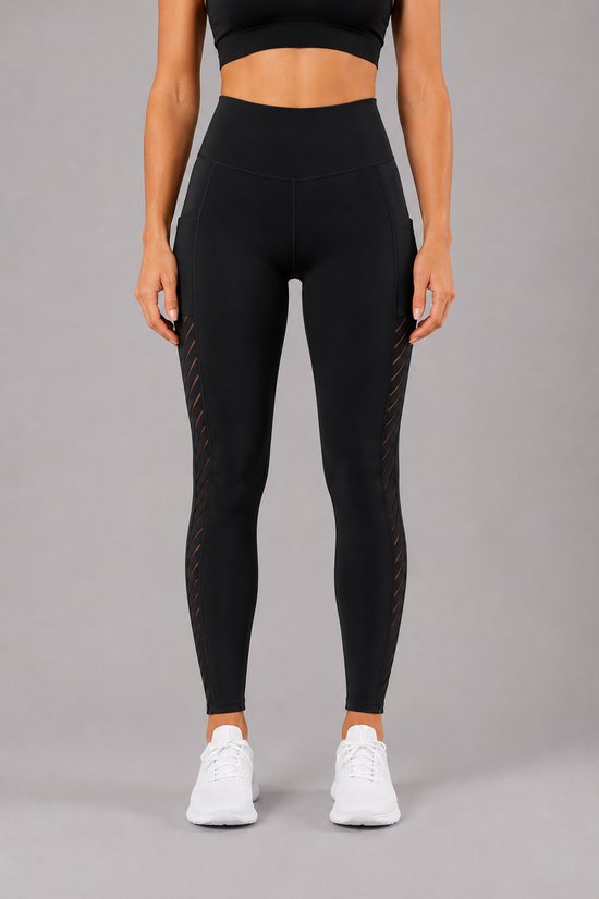 SparkNine Breathflex sportlegging dames - ademend - met zakken - S - zwart - geruite mesh panelen - met zakken - elastisch — afbeelding 3