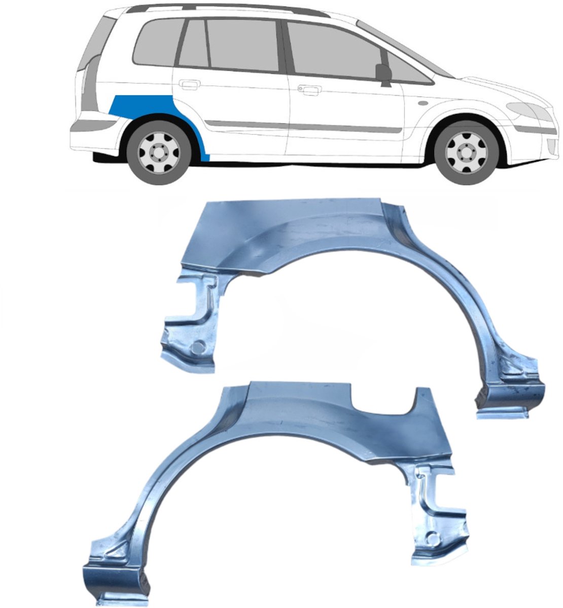 Reparatiepaneel achterspatbord voor Mazda Premacy 1999-2005 / Links + Rechts