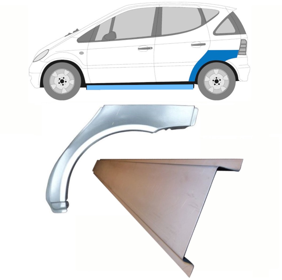 Reparatiepaneel dorpel + achterspatbord voor Mercedes A-Class W168 1997-2004