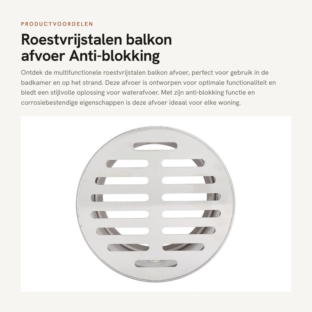 Dailygoods- Vloerafvoer Roestvrij Staal - Afvoerputje Buiten - Afvoerputje Douche - Antiblocking - Platte Mond 110 - Gloednieuw