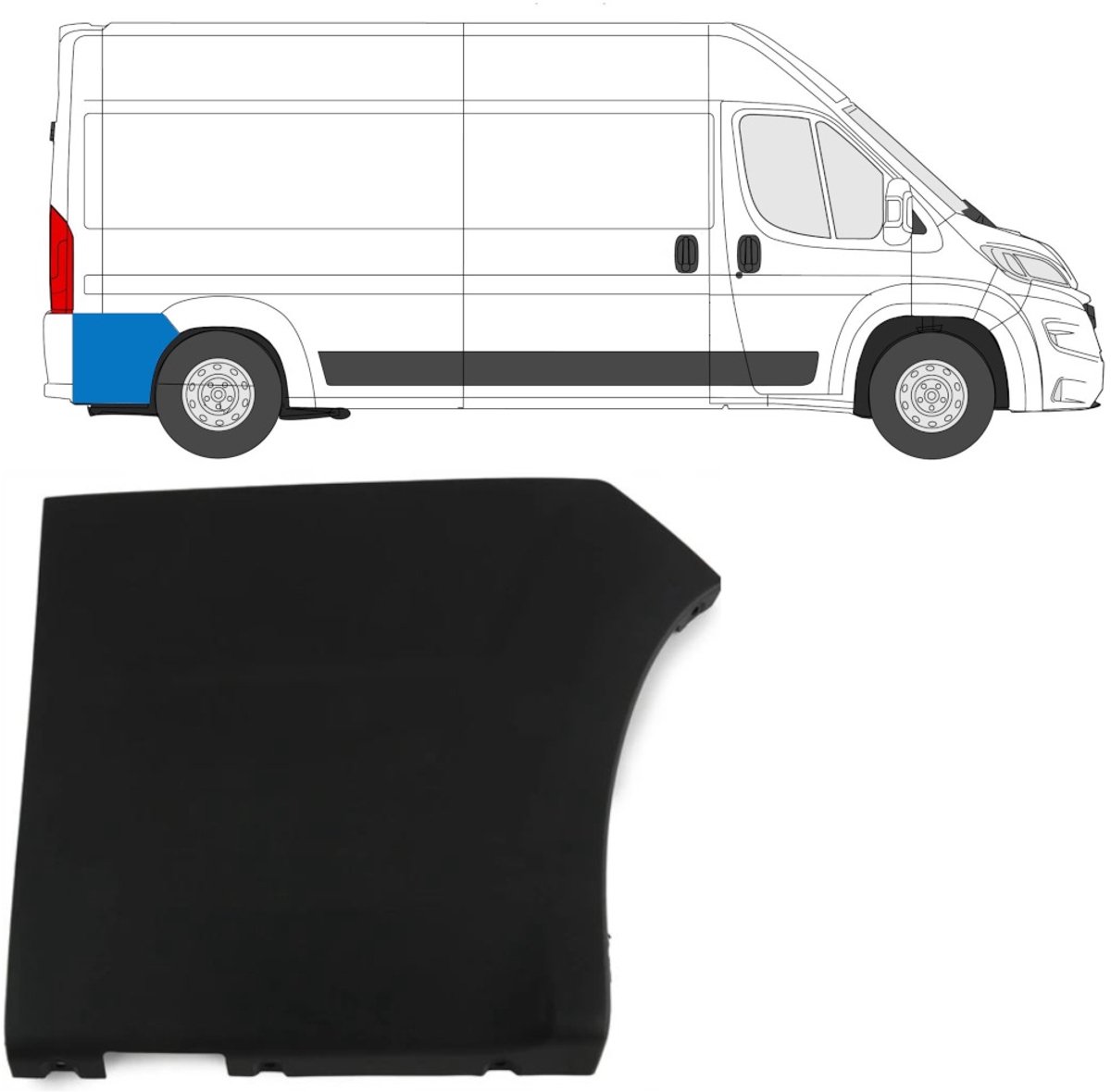 Achterste zijlijst sierlijst voor Opel Movano 2021- / Rechts