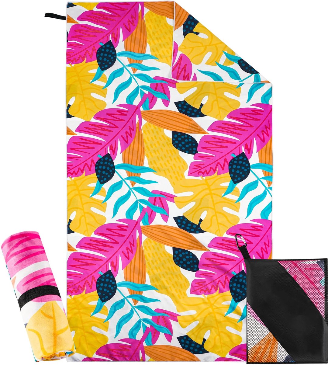 Dailygoods- Strandhanddoek XXL 200x100 cm - Sneldrogende Microvezel - Zandvrij - Opbergtas - Kleurrijk - Ideaal voor Strand/Camping - Strandlaken