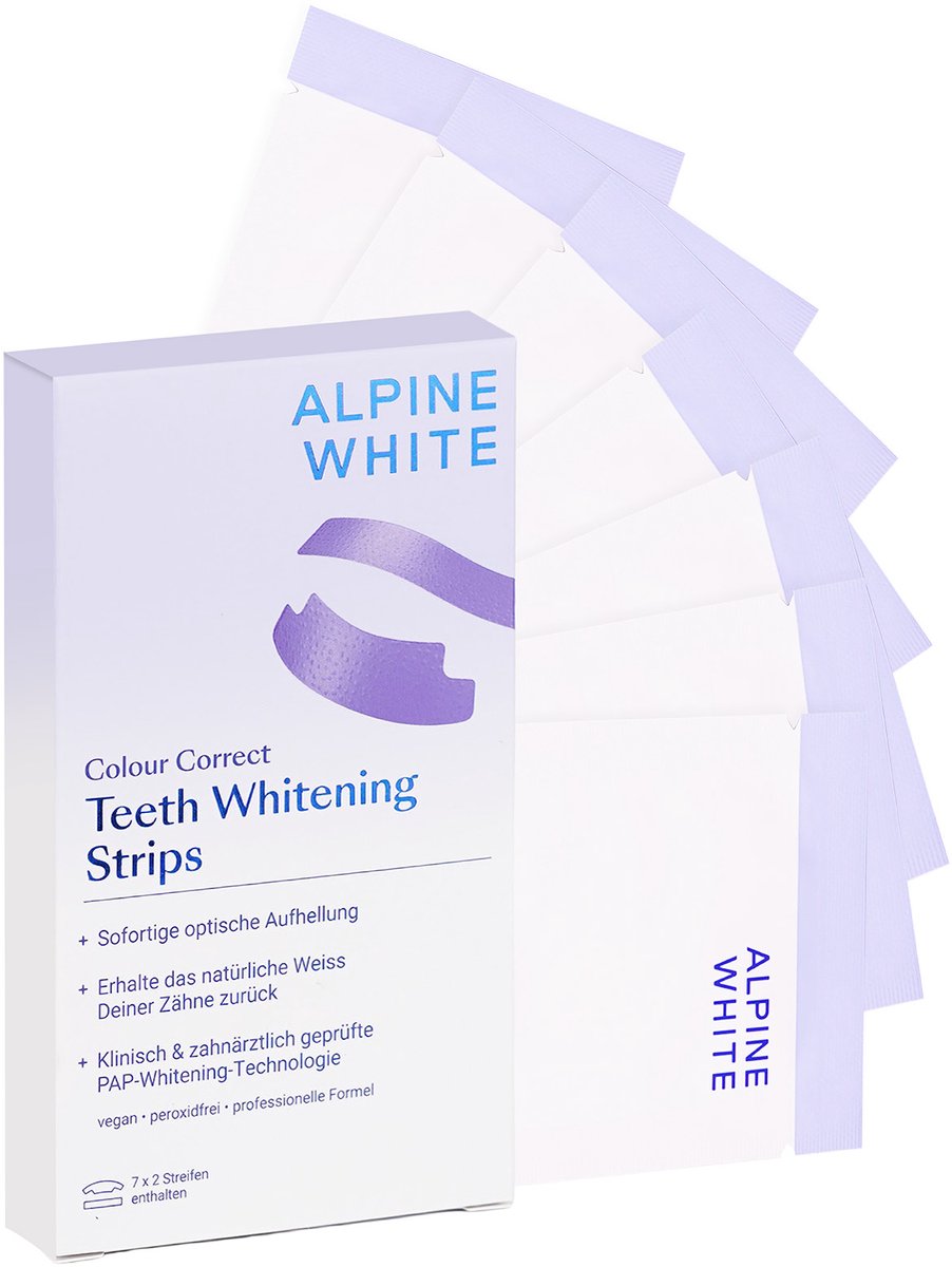 ALPINE WHITE Zahnaufhellungsstreifen Purple Whitening Strips Colour Correct