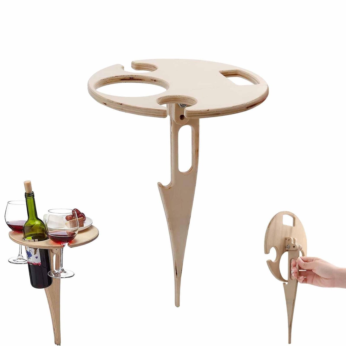 Dailygoods- Wijntafel Draagbaar - Houten Tafel - Opvouwbaar - Compact - Lichtgewicht - Voor Buitengebruik - Picknicktafel